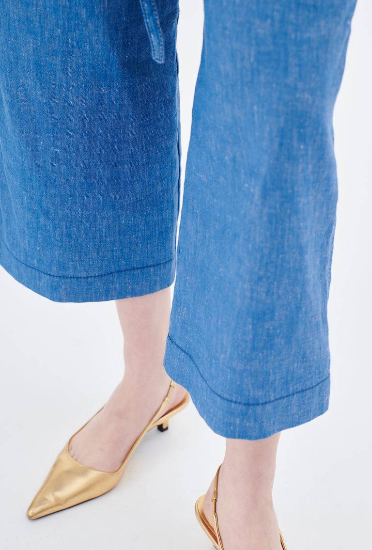 Odeeh Cotton Linen Denim Hose, Ocean Lagerräumung