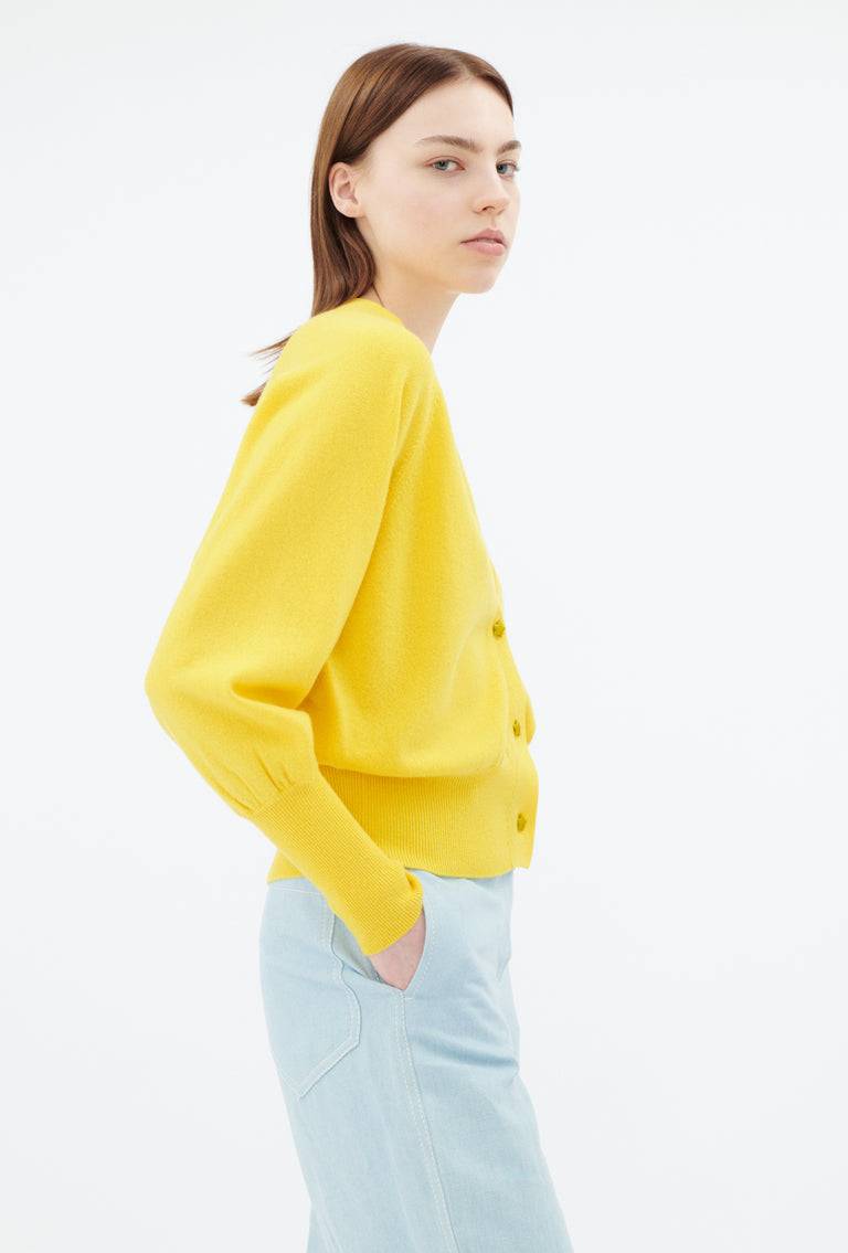 Odeeh Light Cashmere Cardigan, Canary Yellow Begrenzte Freigabe