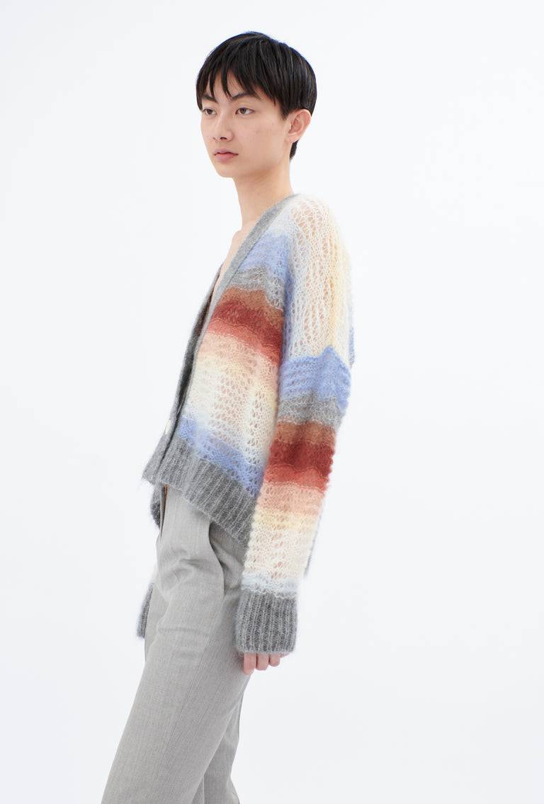 Odeeh Light Weight Mohair Mix Sunset Stripe Cardigan, Multicolor Letzte 3 Tage