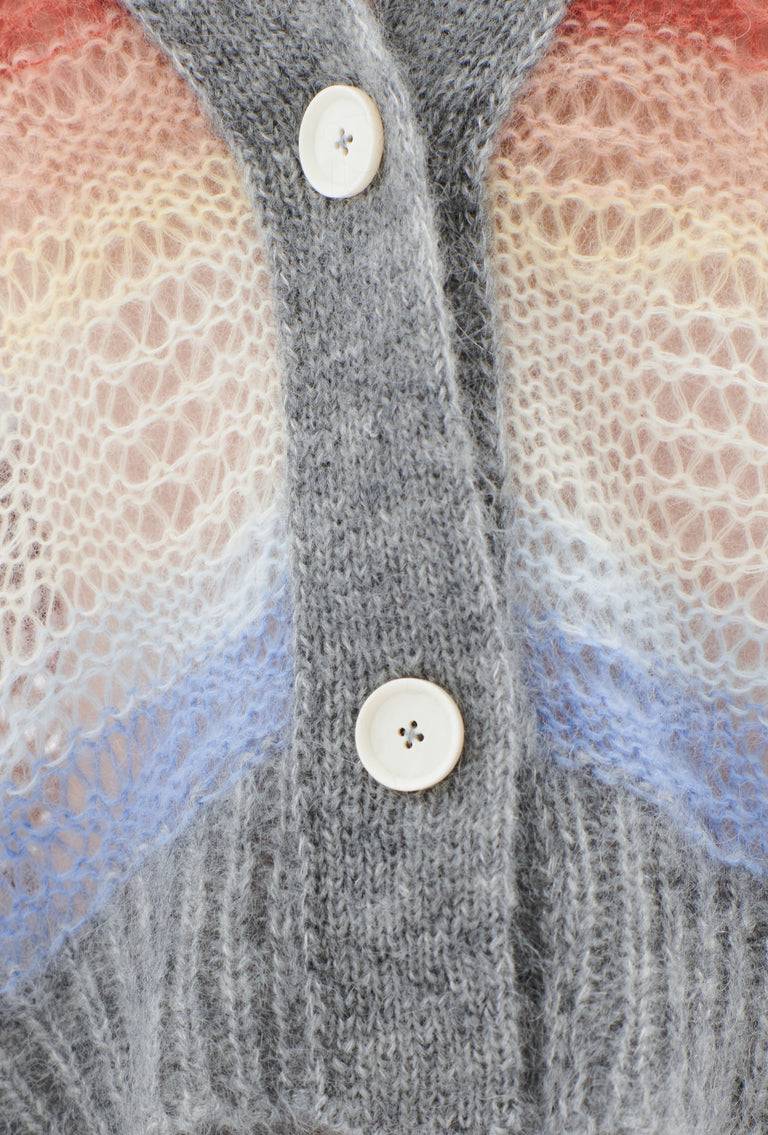 Odeeh Light Weight Mohair Mix Sunset Stripe Cardigan, Multicolor Letzte 3 Tage