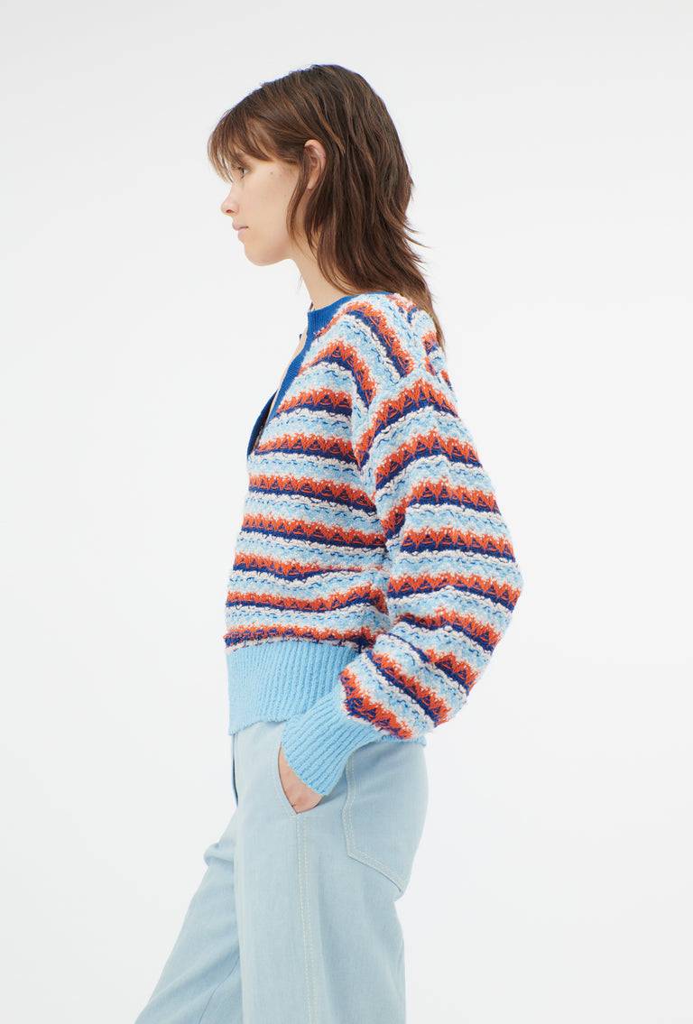 Odeeh Structured Lines Pullover, Himmelblau Bis zu 50% Rabatt