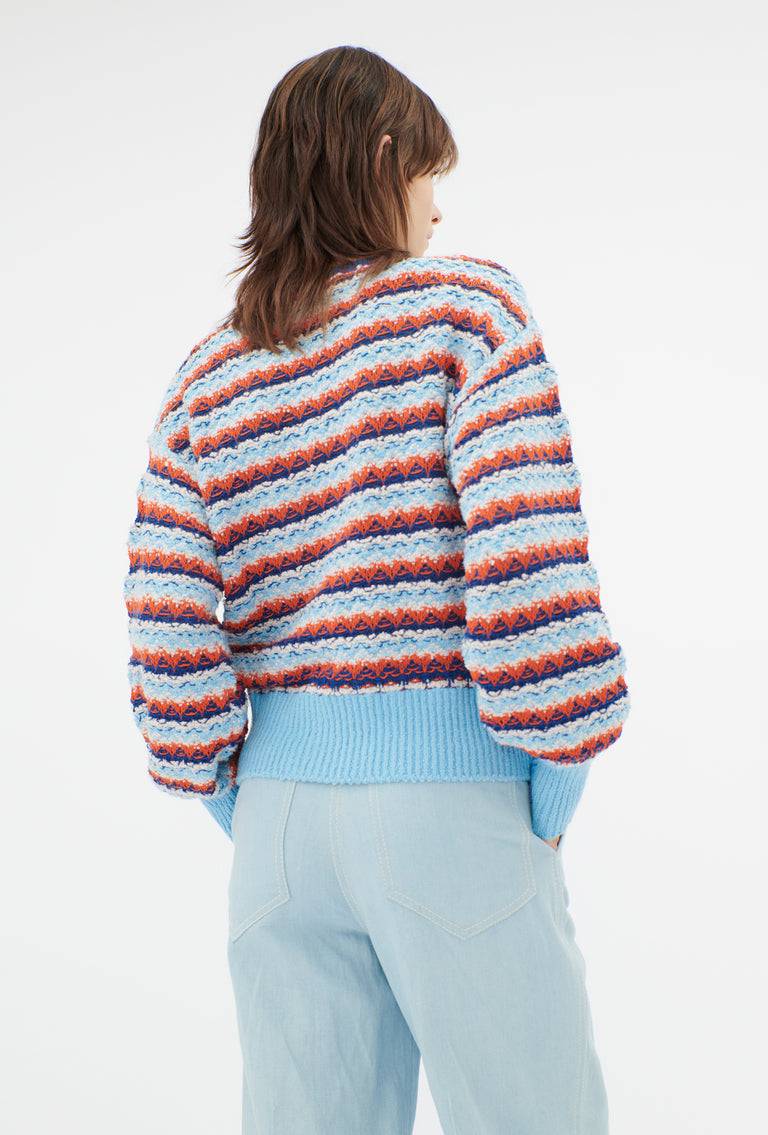 Odeeh Structured Lines Pullover, Himmelblau Bis zu 50% Rabatt