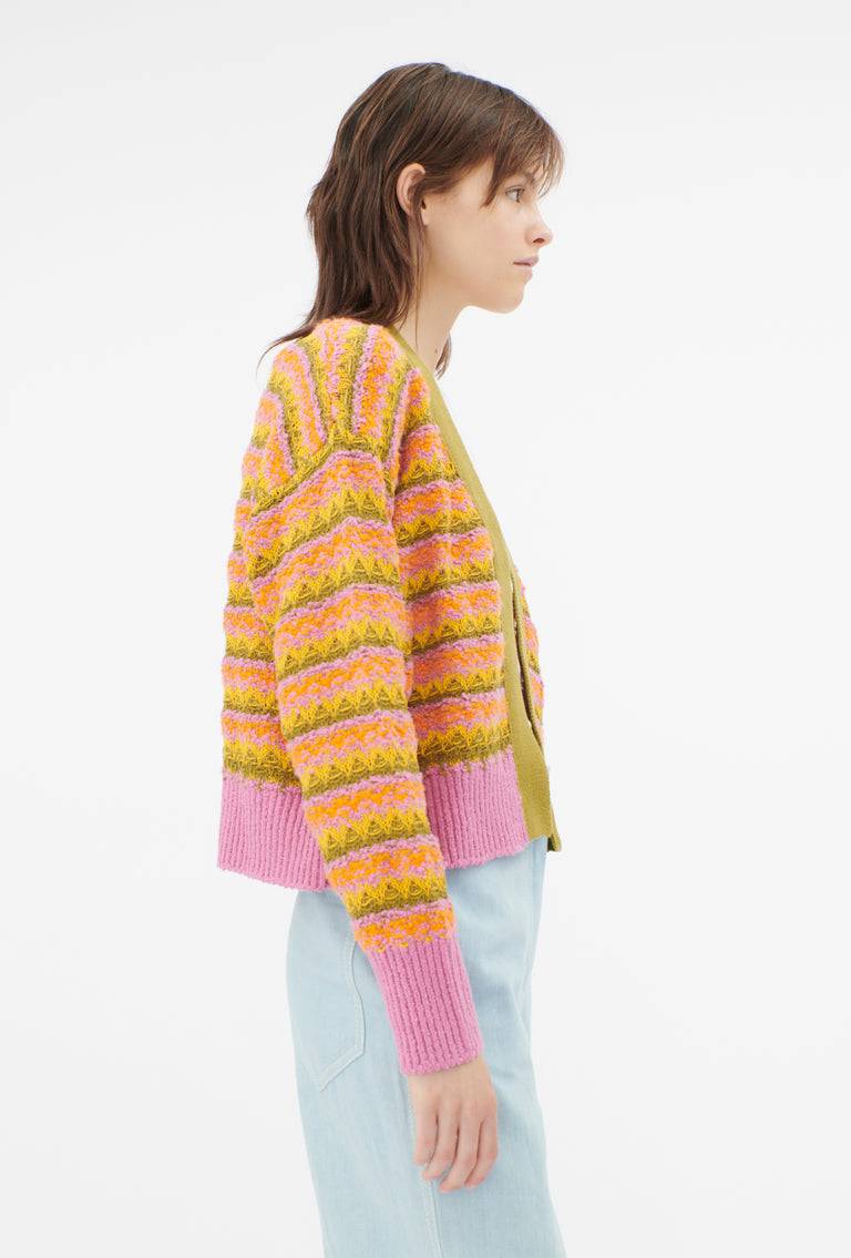 Odeeh Structured Lines Cardigan, Orange Nur für heute