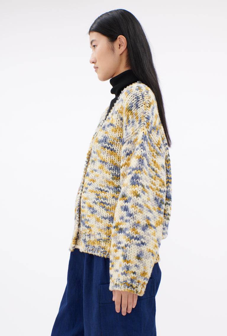 Odeeh Multicolour Printed Wool Cardigan, Honey Super Rabatt