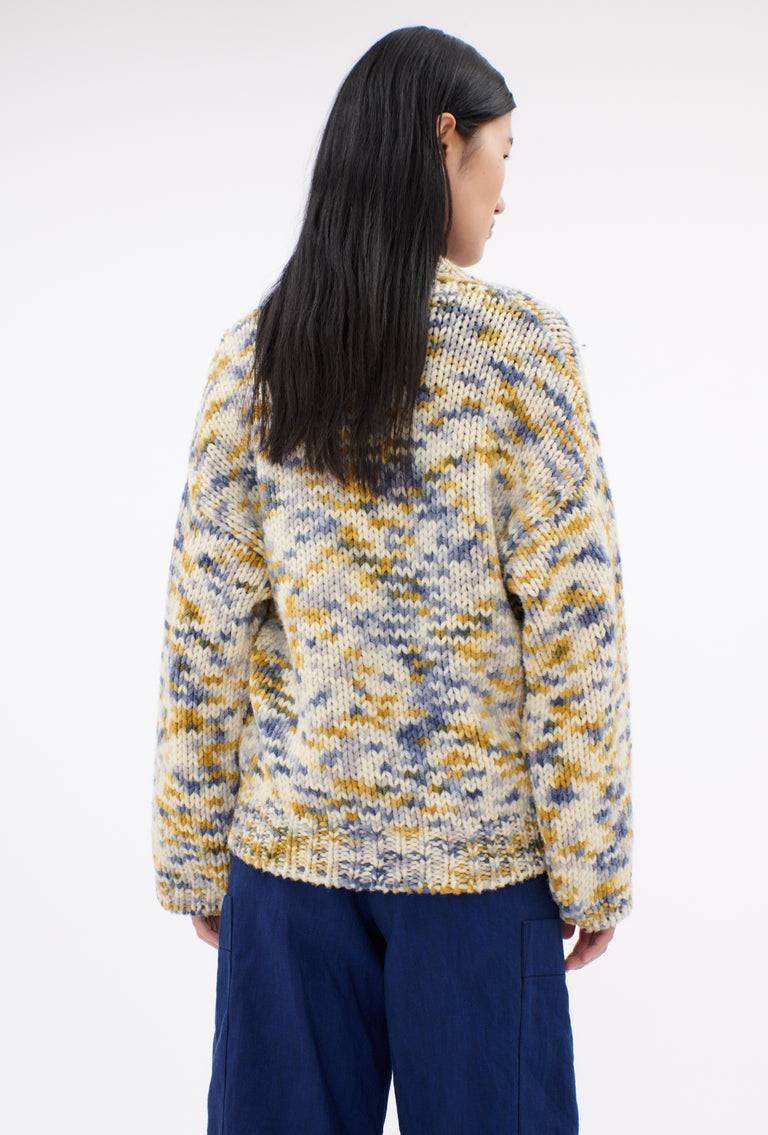 Odeeh Multicolour Printed Wool Cardigan, Honey Super Rabatt