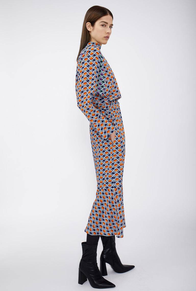 Odeeh Crossed Waves Kleid, Glowing Orange Auslauf