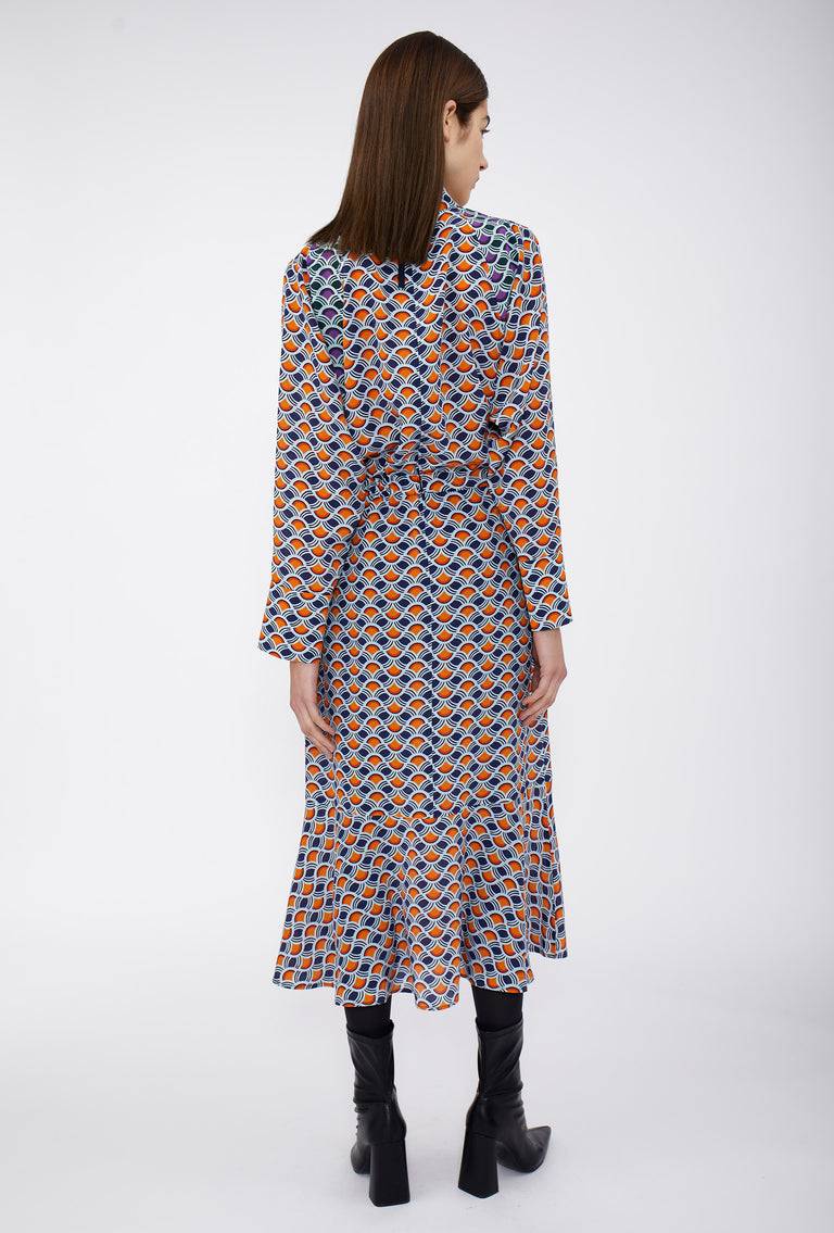 Odeeh Crossed Waves Kleid, Glowing Orange Auslauf