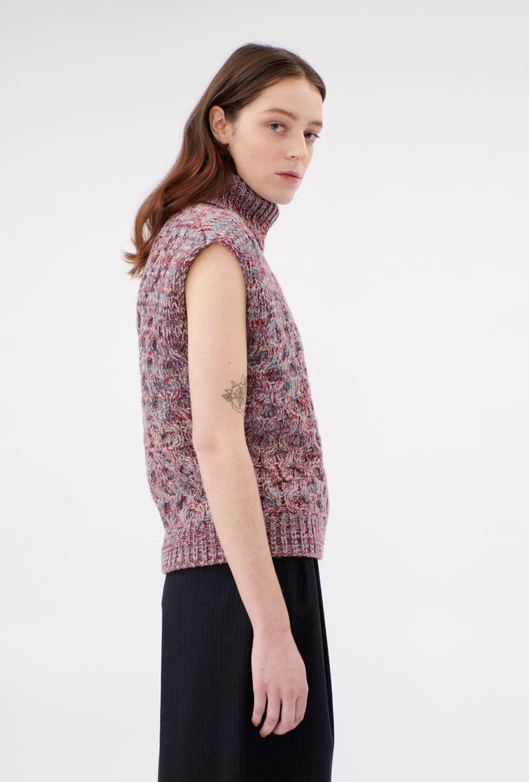 Odeeh Cash-Wool-Mouline Pullunder, Marble Red Verkauf