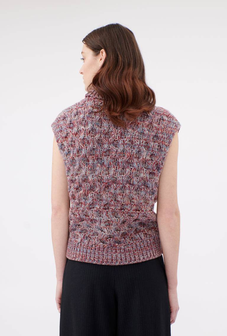 Odeeh Cash-Wool-Mouline Pullunder, Marble Red Verkauf