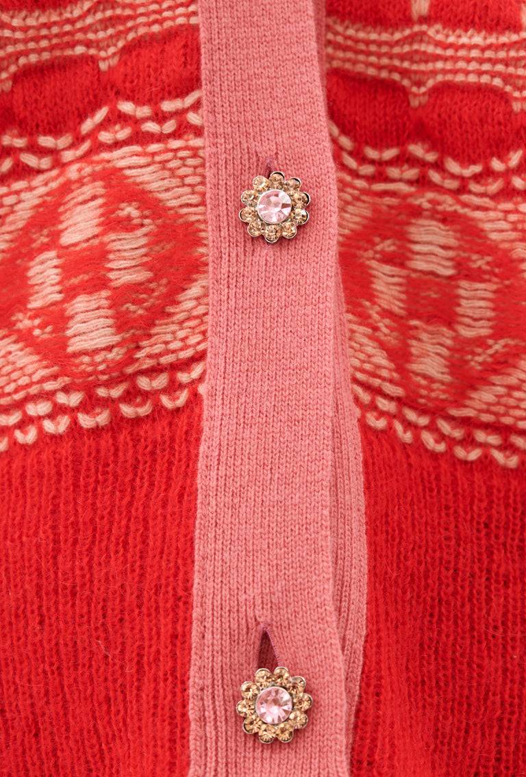 Odeeh Graphic Norwegian Cardigan, Geranium Günstig kaufen