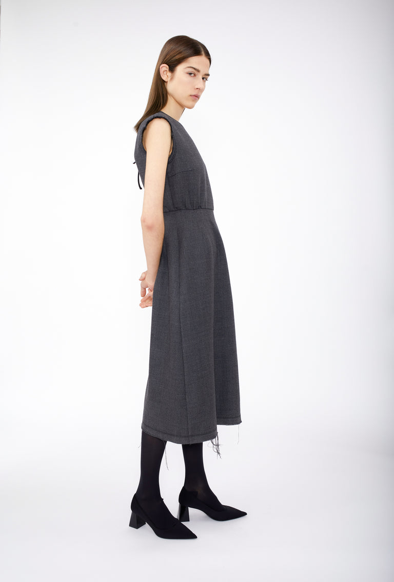 Odeeh Savile Row Wool Pique Kleid, Charcoal Begrenztes Angebot