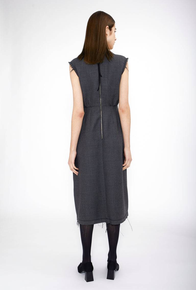 Odeeh Savile Row Wool Pique Kleid, Charcoal Begrenztes Angebot