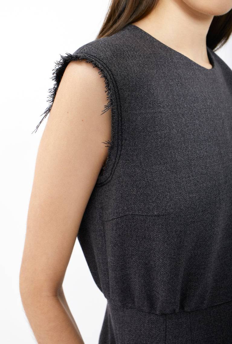 Odeeh Savile Row Wool Pique Kleid, Charcoal Begrenztes Angebot