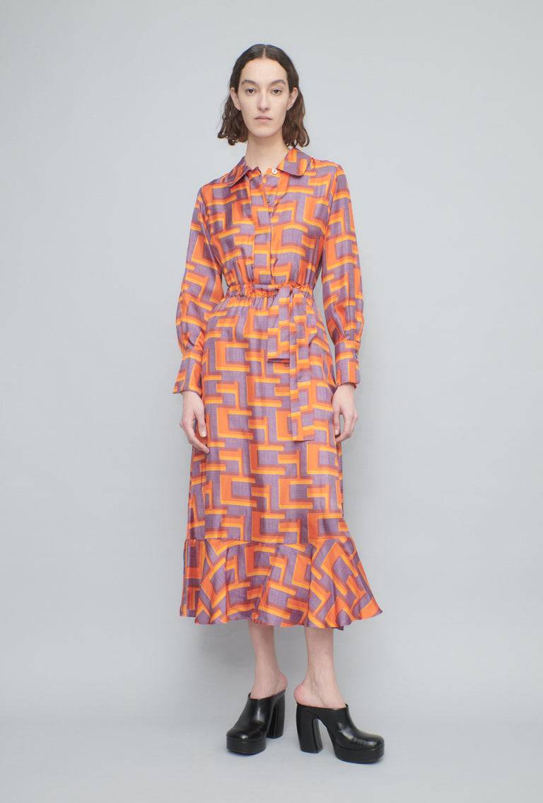 Odeeh Pop Art Maze Kleid, Glowing Orange Online Shopping