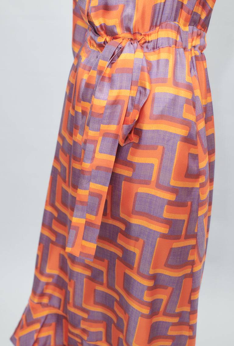 Odeeh Pop Art Maze Kleid, Glowing Orange Online Shopping