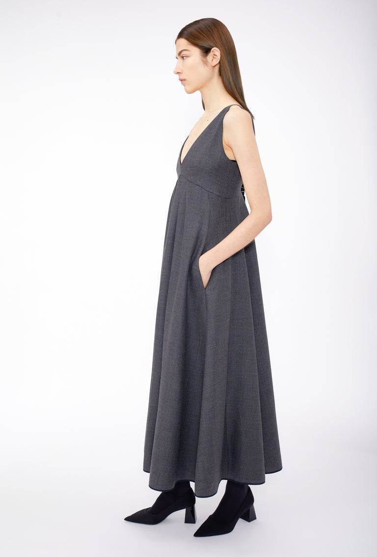 Odeeh Savile Row Wool Pique Kleid, Charcoal Exklusivangebot