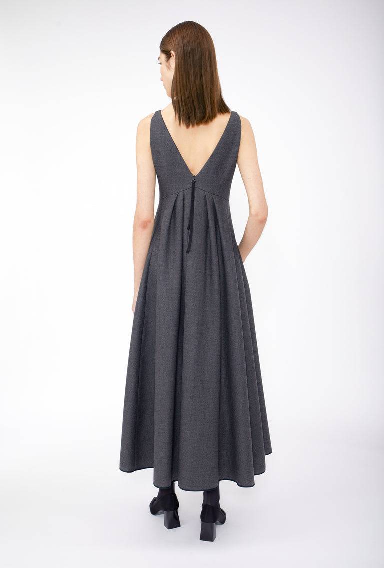 Odeeh Savile Row Wool Pique Kleid, Charcoal Exklusivangebot