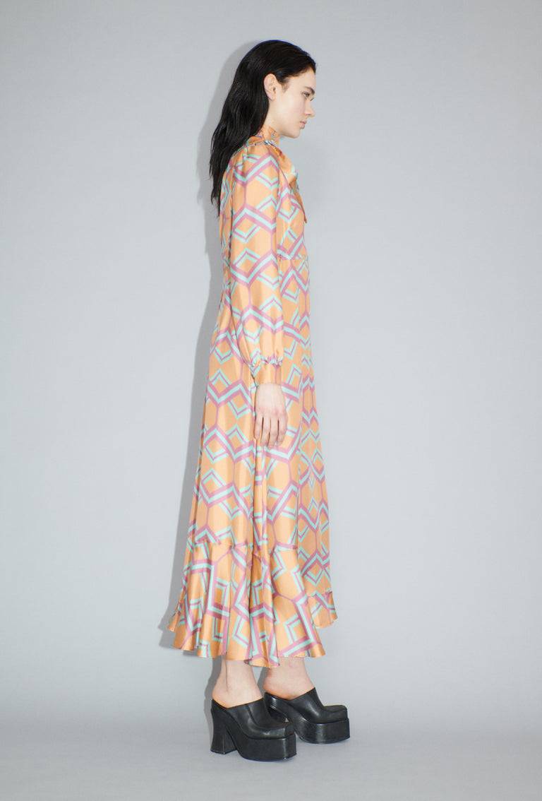 Odeeh Ribbon Zig Zag Kleid, Pale Peach Saisonschlussverkauf