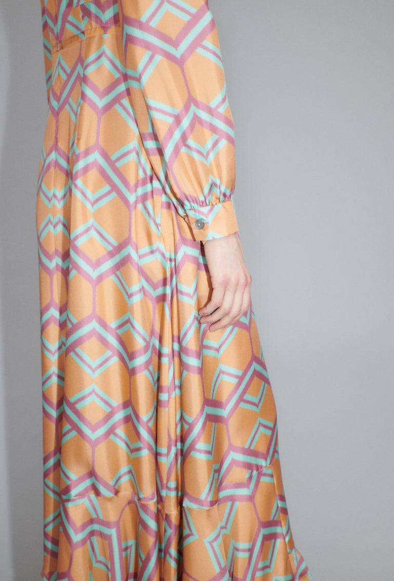 Odeeh Ribbon Zig Zag Kleid, Pale Peach Saisonschlussverkauf