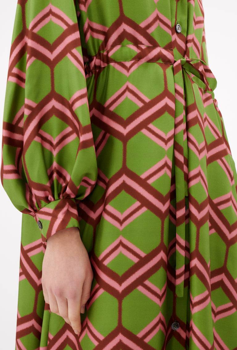 Odeeh Ribbon Zig Zag Kleid, Grass Green Black Friday