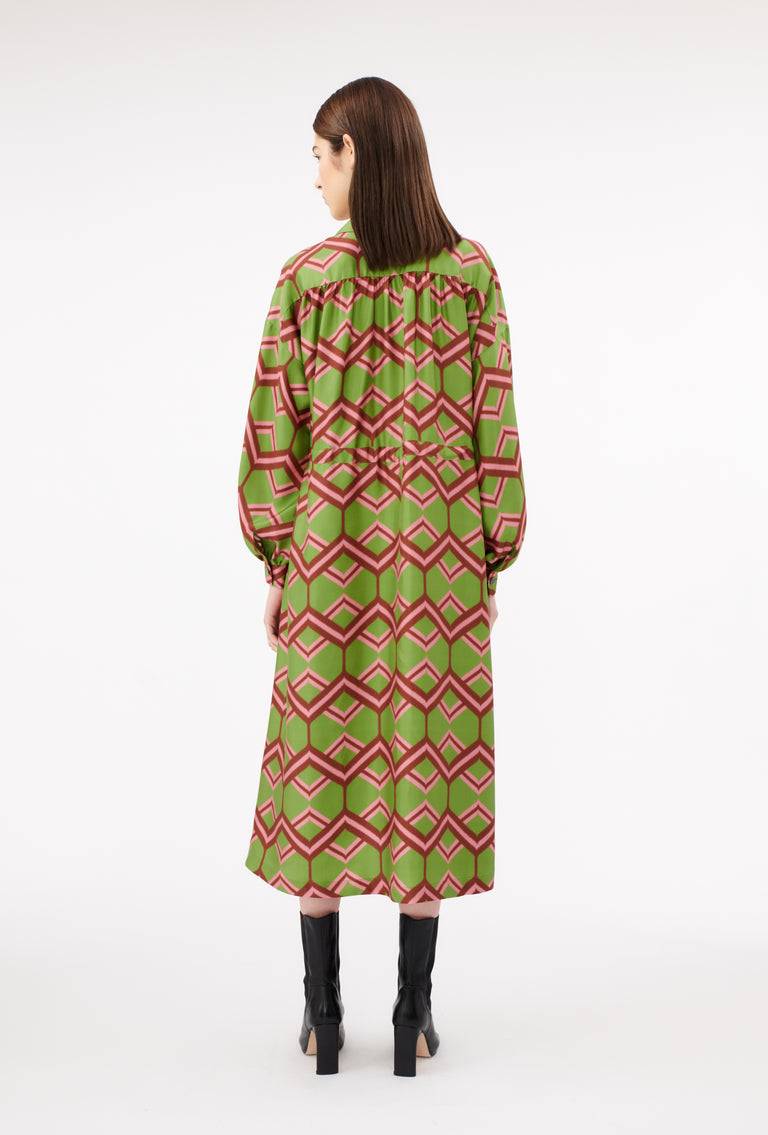 Odeeh Ribbon Zig Zag Kleid, Grass Green Black Friday