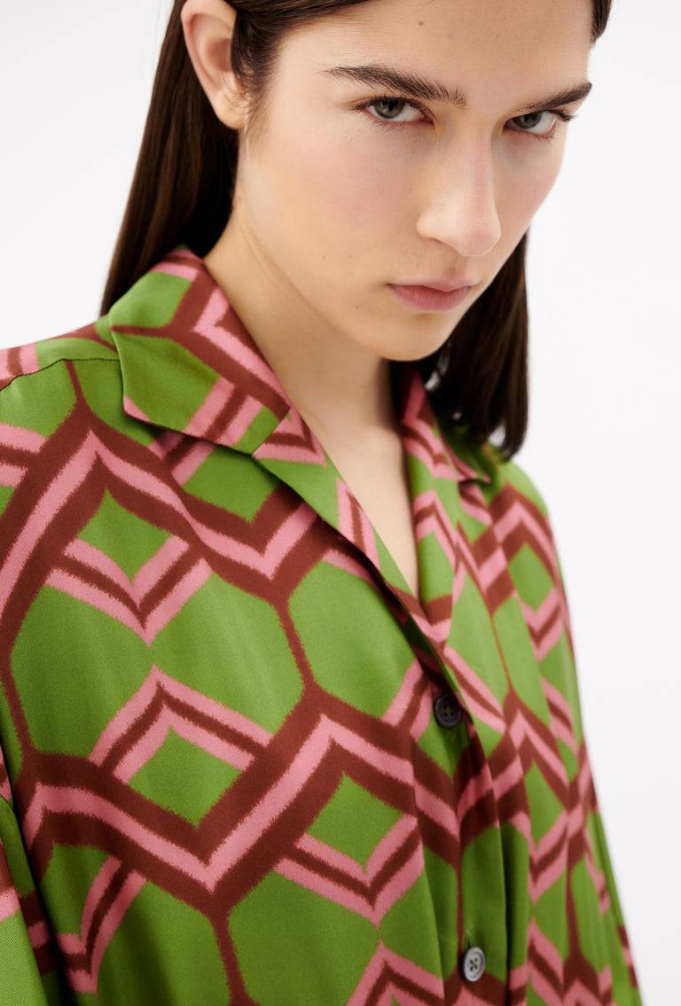 Odeeh Ribbon Zig Zag Kleid, Grass Green Black Friday