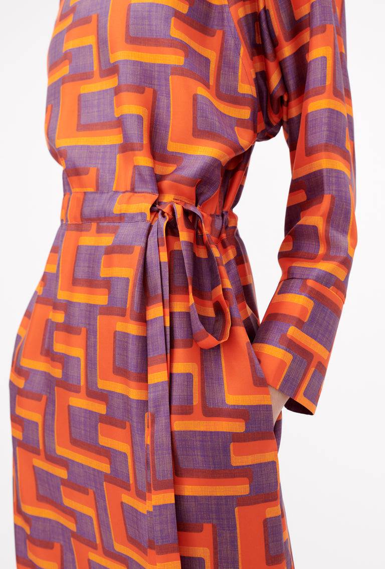 Odeeh Pop Art Maze Kleid, Glowing Orange Muttertagsangebot