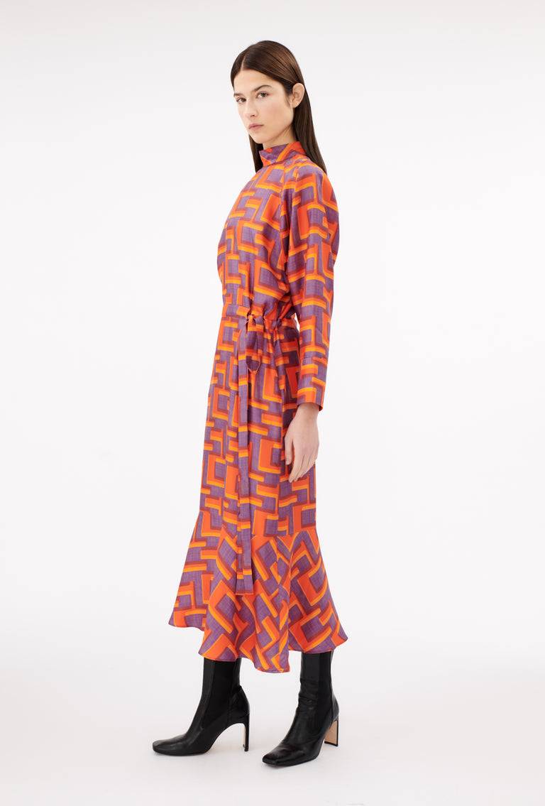 Odeeh Pop Art Maze Kleid, Glowing Orange Muttertagsangebot