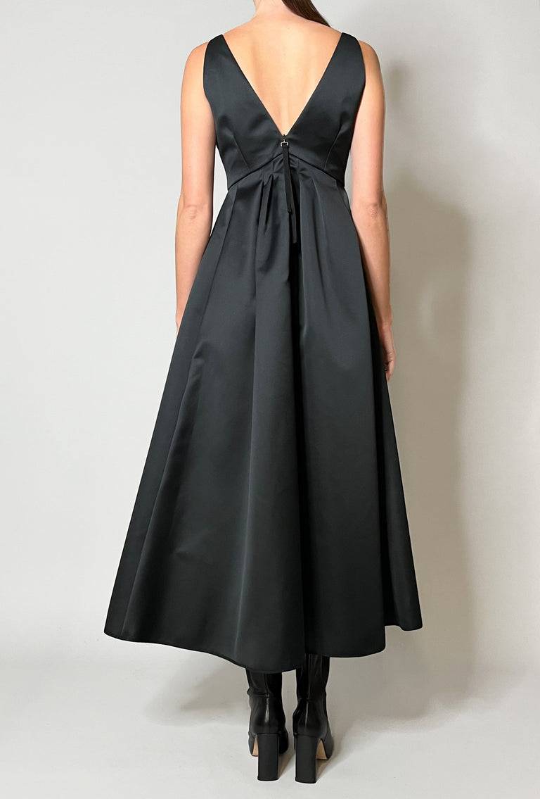 Odeeh Solid Duchesse Kleid, Jet Black Vatertagsangebot
