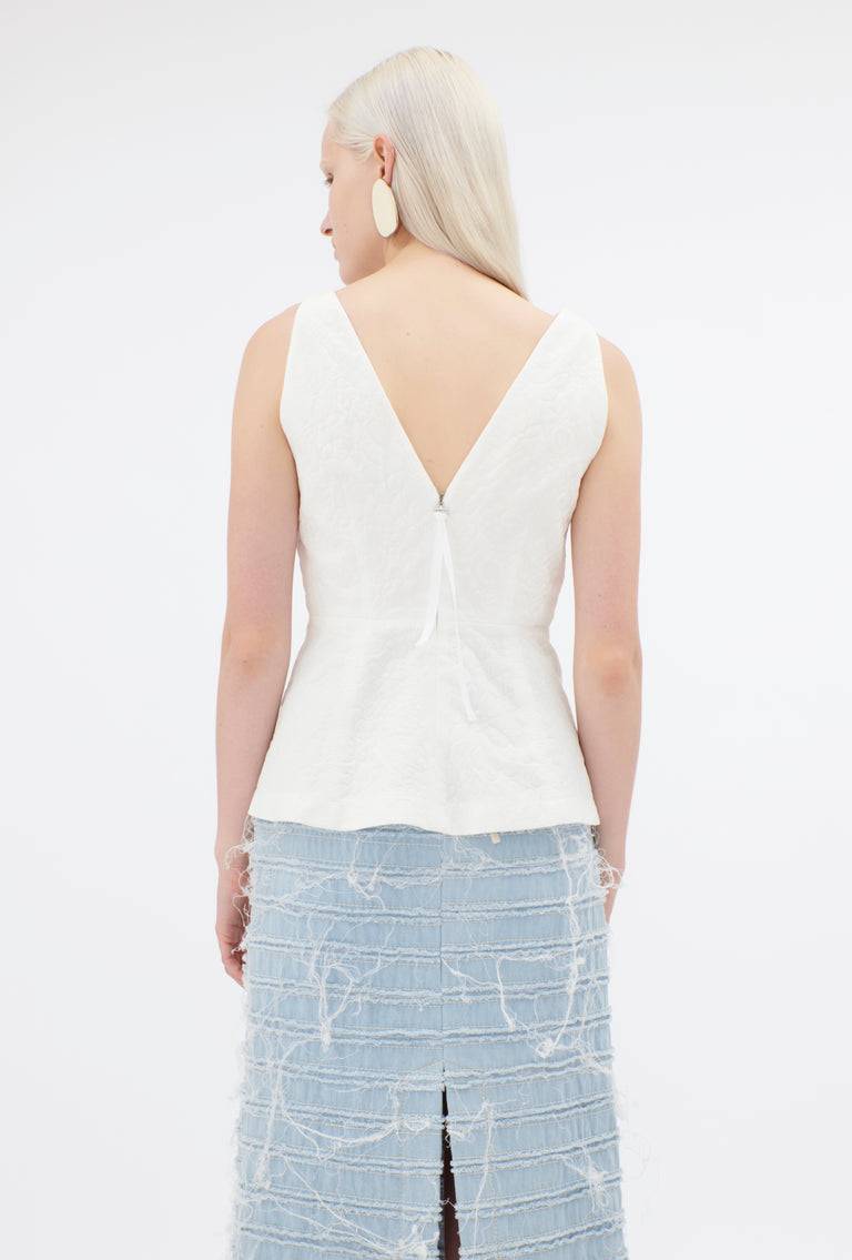 Odeeh Hydrangea Matelassé "Placed Print" Top, Delft Blue Jubiläumsangebot