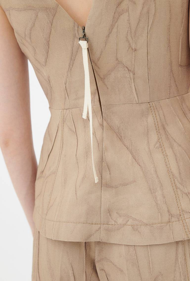 Odeeh Crinkled Duchesse Stonewashed Top, French Beige Lagerräumung