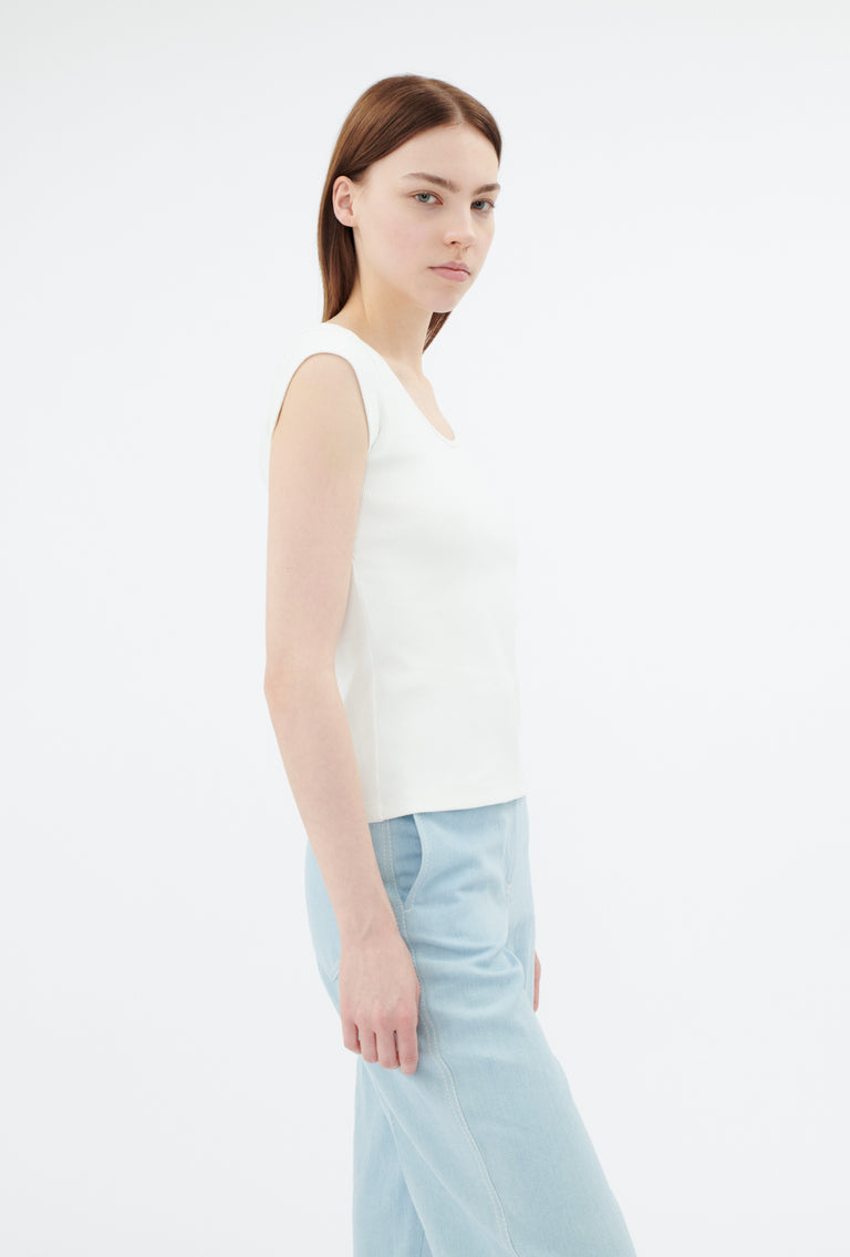 Odeeh Organic Cotton Rib T-Shirt, Milk Heißer Verkauf