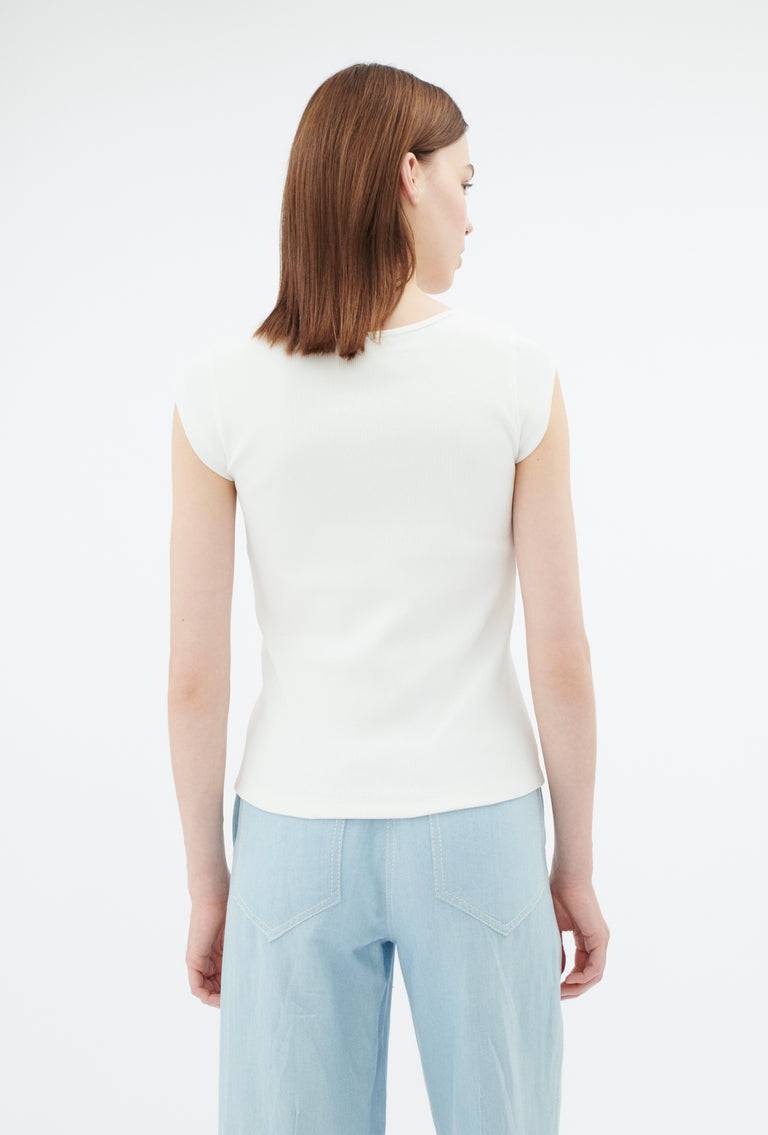 Odeeh Organic Cotton Rib T-Shirt, Milk Heißer Verkauf