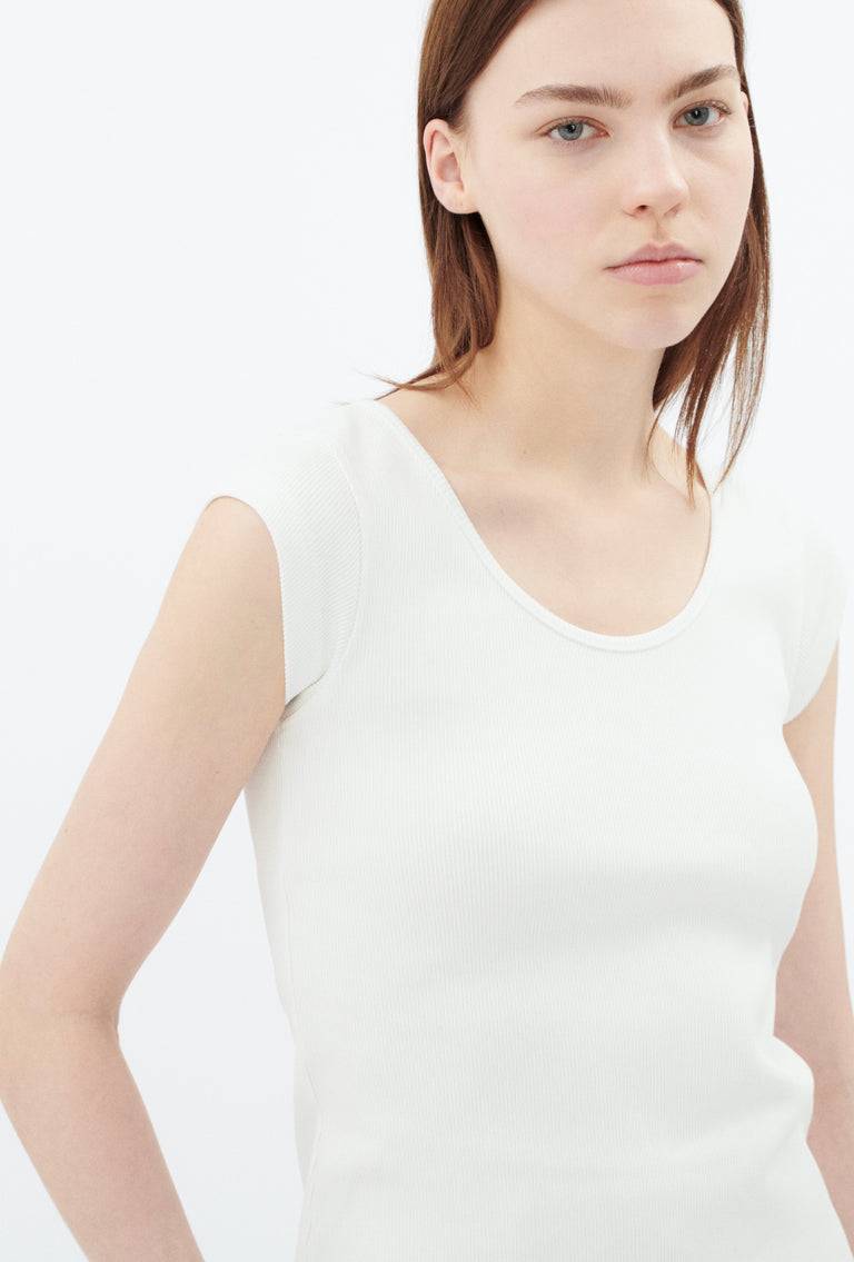 Odeeh Organic Cotton Rib T-Shirt, Milk Heißer Verkauf