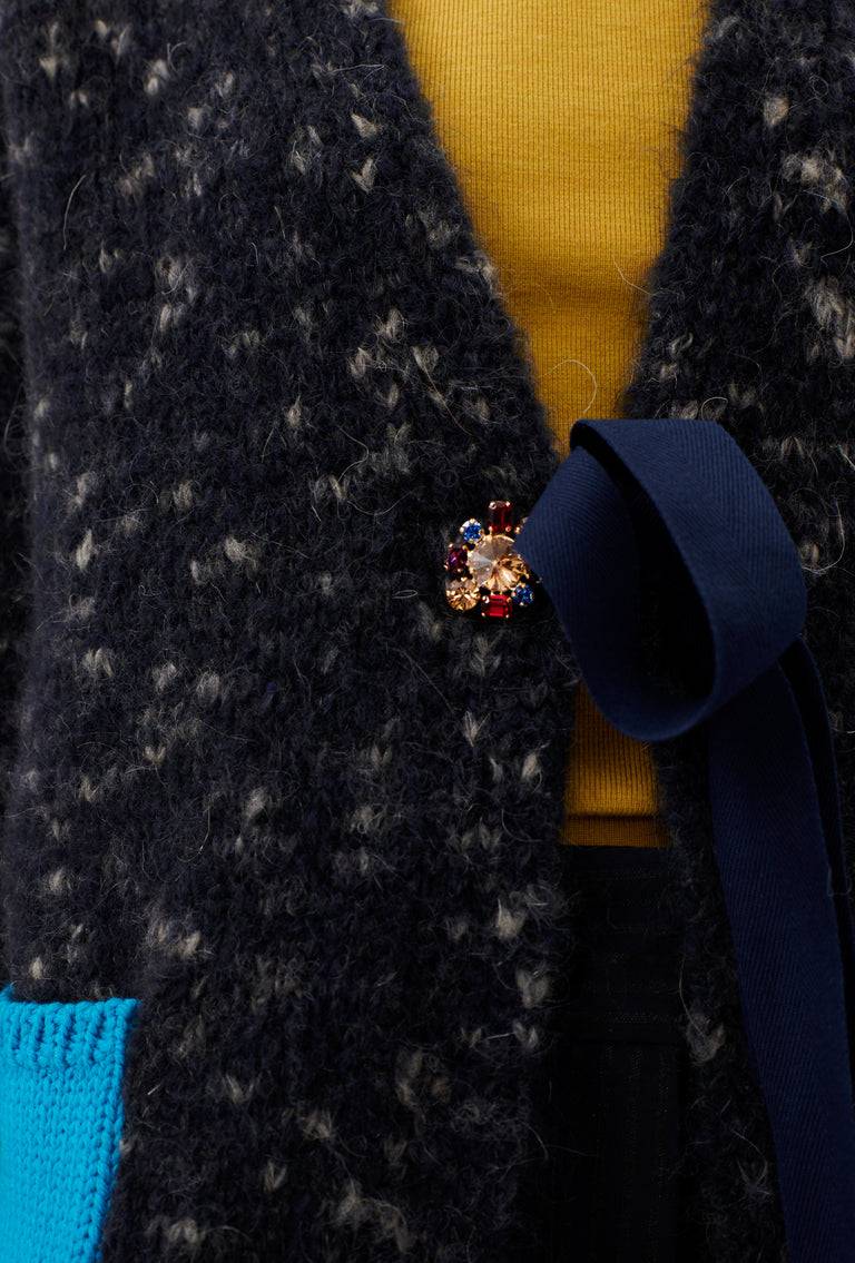 Odeeh Color Block Patch Cardigan, Granite Kauf eins, bekomm eins gratis