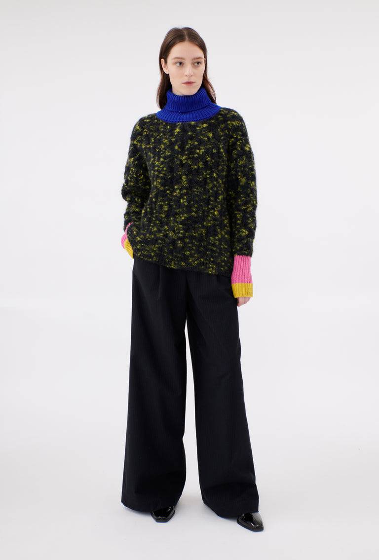 Odeeh Color Block Patch Pullover, Dark Moss VIP-Rabatte