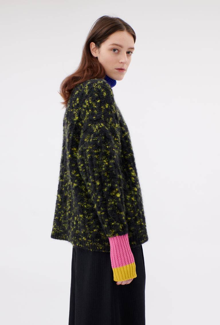 Odeeh Color Block Patch Pullover, Dark Moss VIP-Rabatte