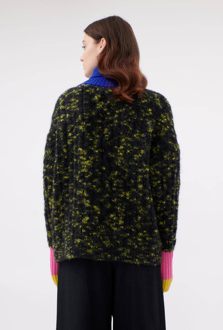 Odeeh Color Block Patch Pullover, Dark Moss VIP-Rabatte