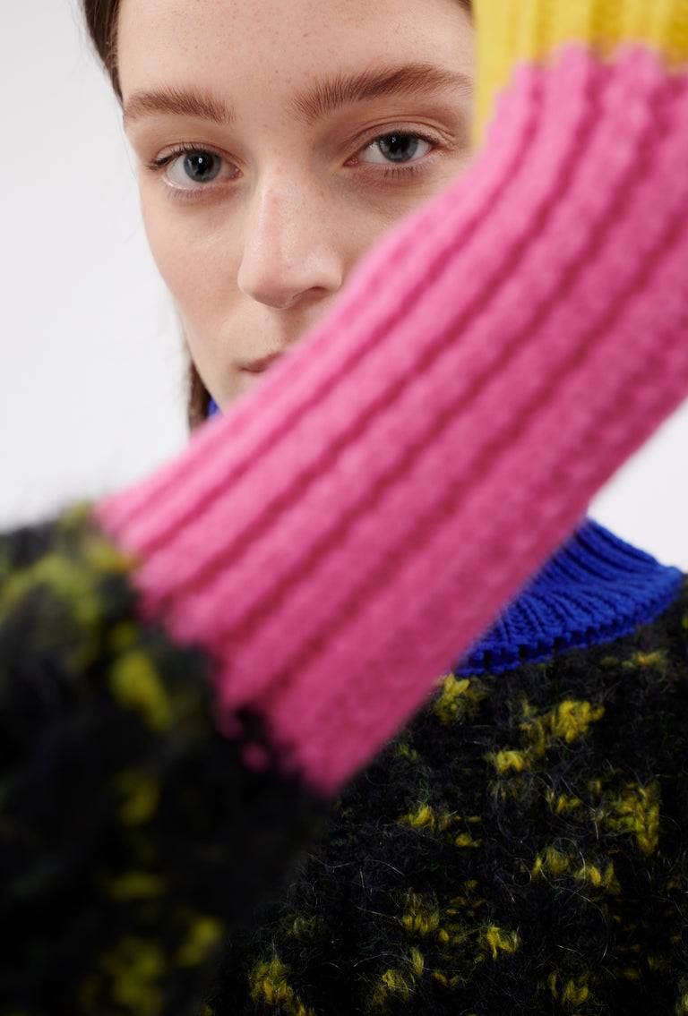 Odeeh Color Block Patch Pullover, Dark Moss VIP-Rabatte