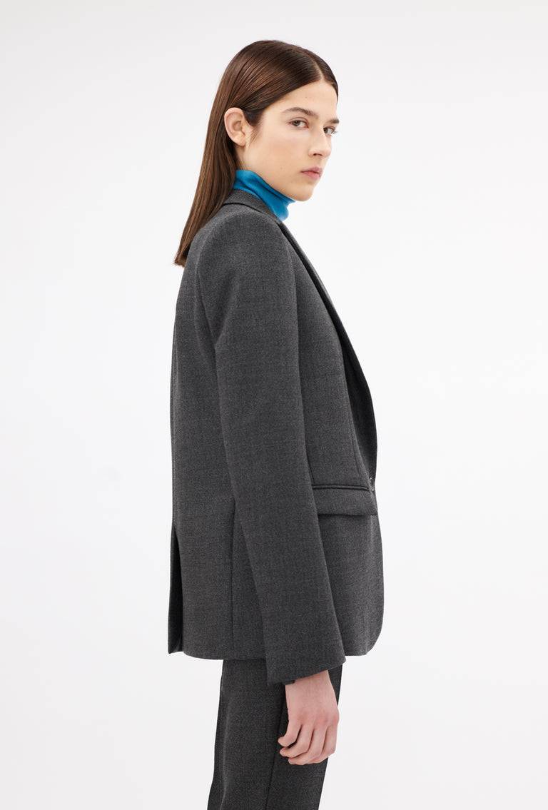 Odeeh Savile Row Wool Pique Blazer, Charcoal Nur für heute