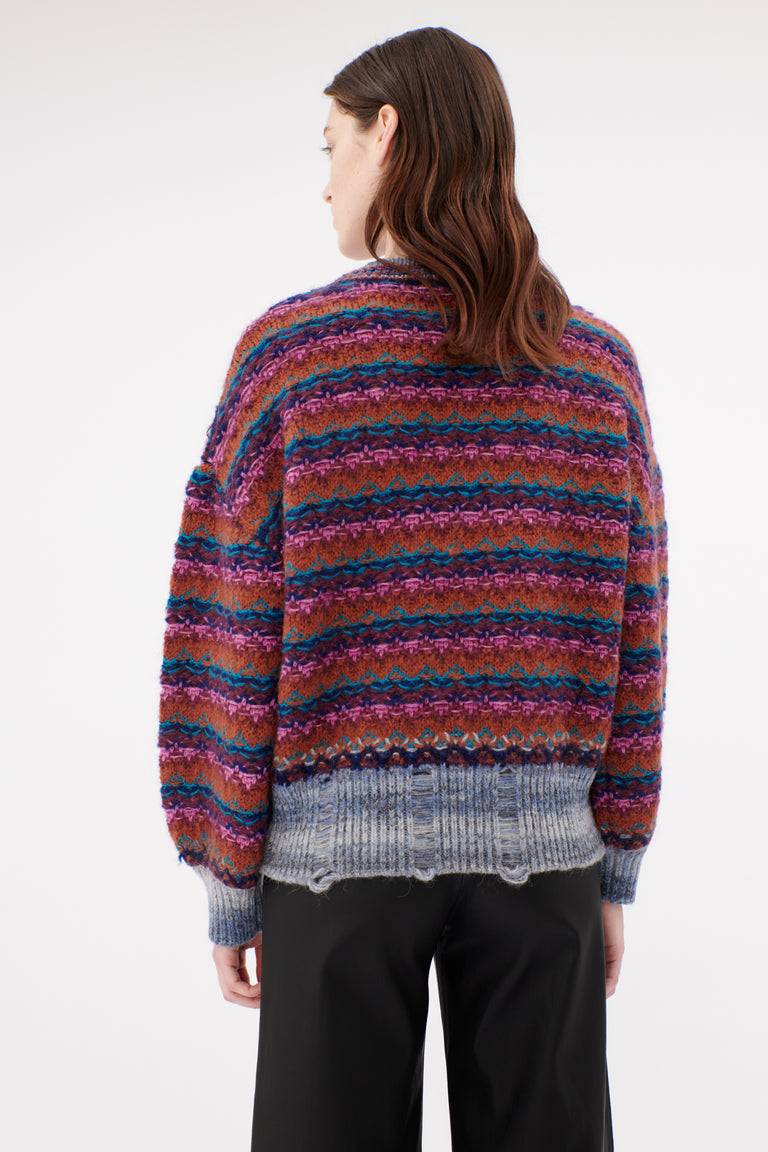 Odeeh Blurry Stripes Wool Pullover, Cinnamon Nur noch ein Tag übrig