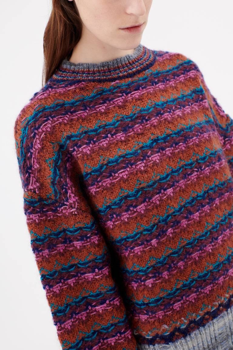Odeeh Blurry Stripes Wool Pullover, Cinnamon Nur noch ein Tag übrig