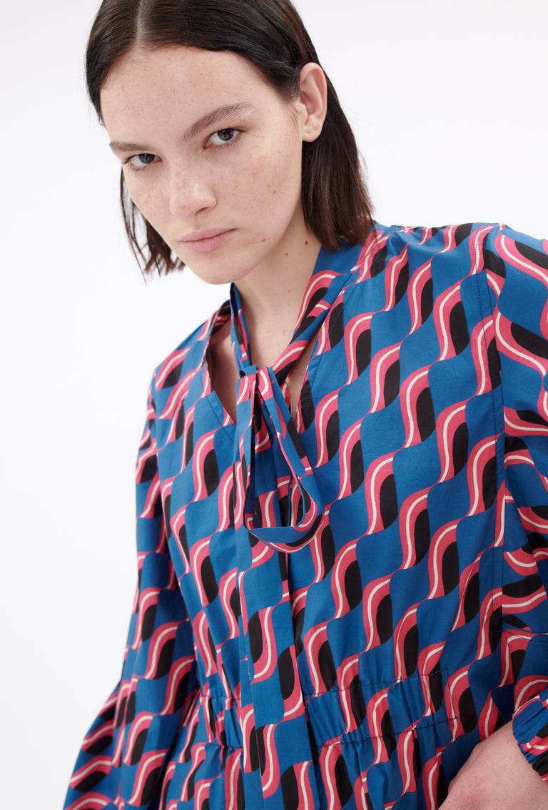 Odeeh Abstract Leaves Kleid, Steel Blue Speichern exportieren