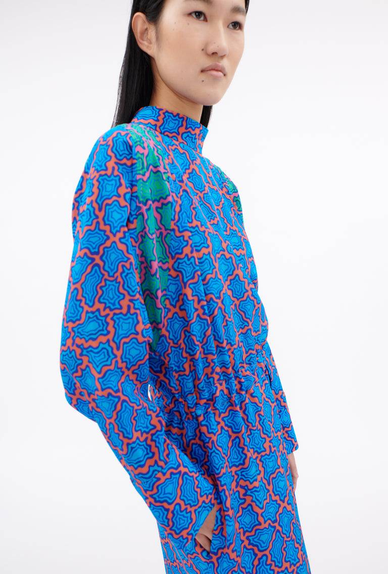 Odeeh Memphis Achats Crepe de Chine Kleid, Turquoise Blue im Angebot