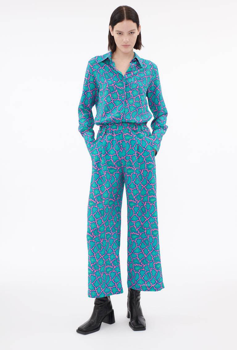 Odeeh Memphis Achats Crepe de Chine Hose, Carribean Green Schlussverkauf