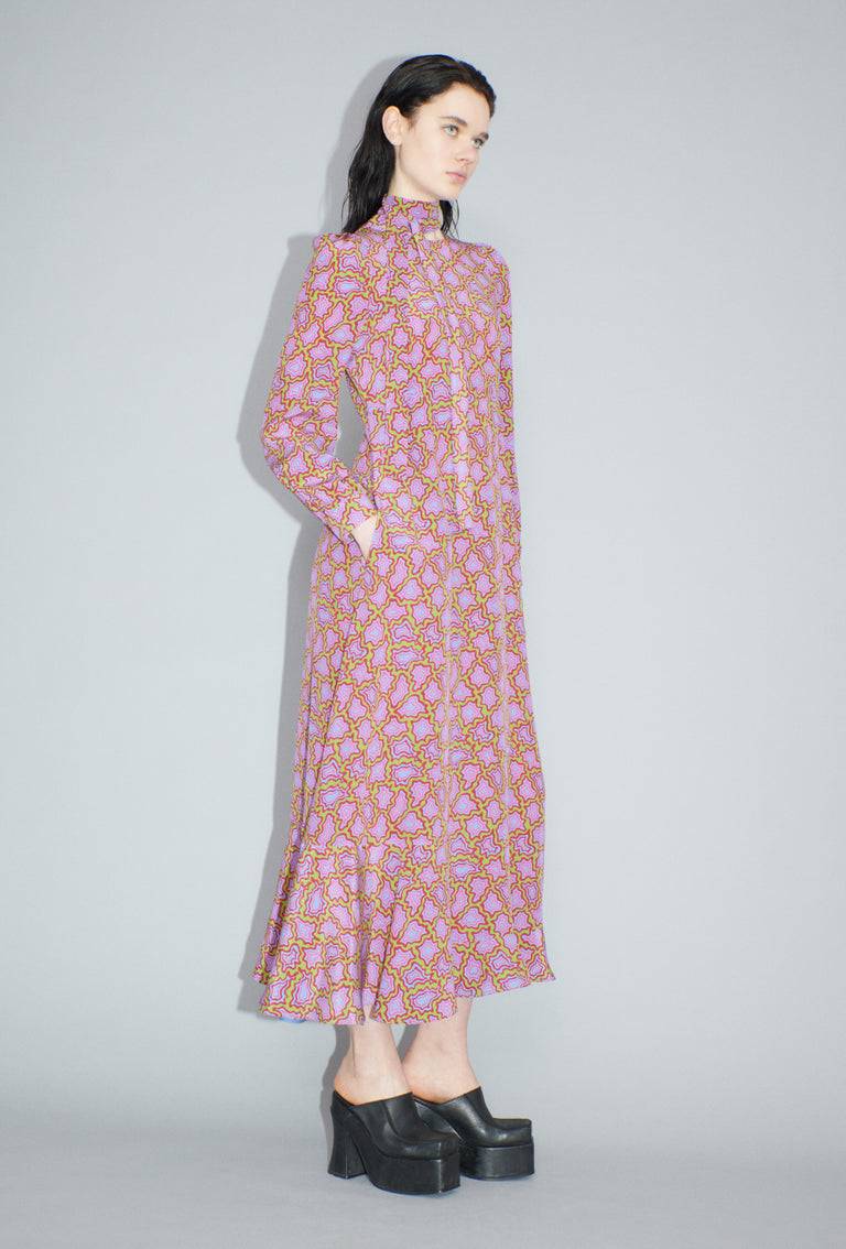 Odeeh Memphis Achats Crepe de Chine Kleid, Periwinkle Blue Blitzverkäufe