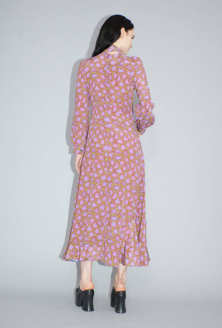 Odeeh Memphis Achats Crepe de Chine Kleid, Periwinkle Blue Blitzverkäufe