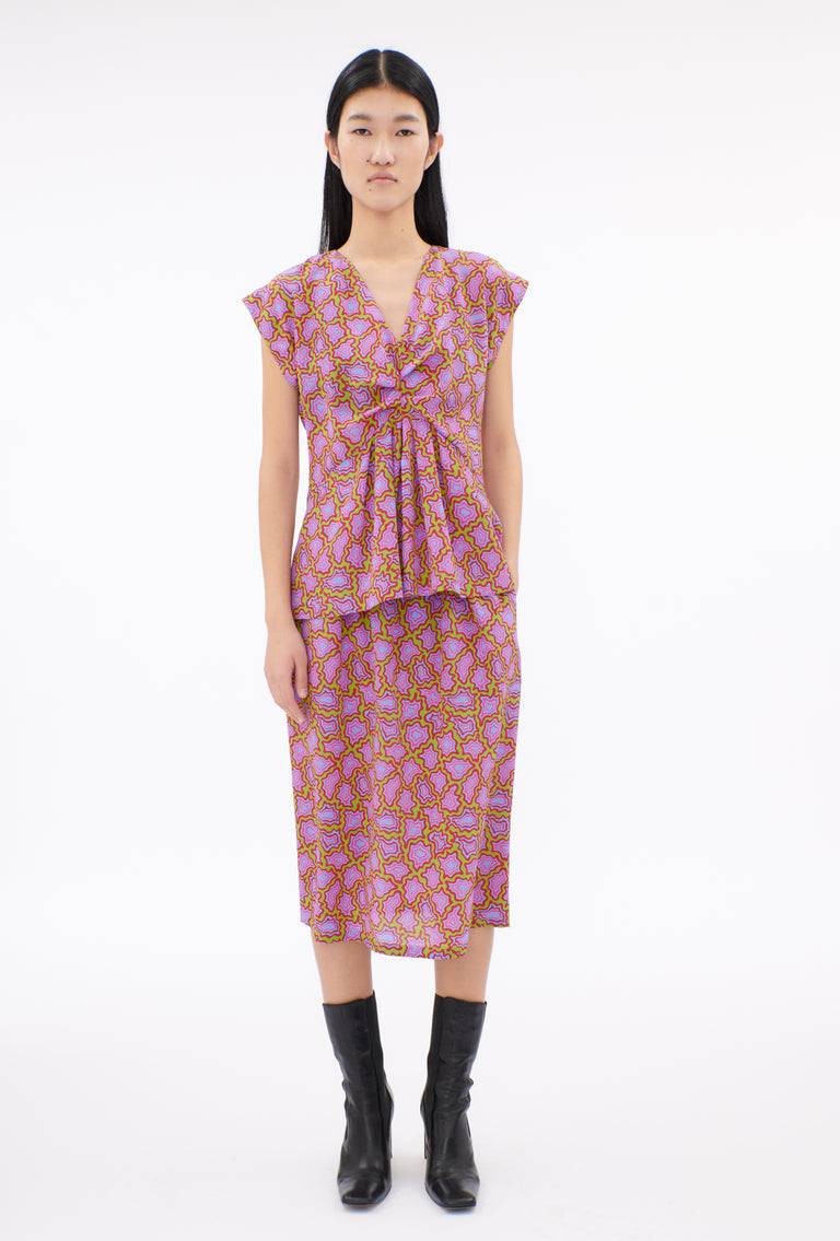 Odeeh Memphis Achats Crepe de Chine Bluse, Periwinkle Blue Fabrikpreis