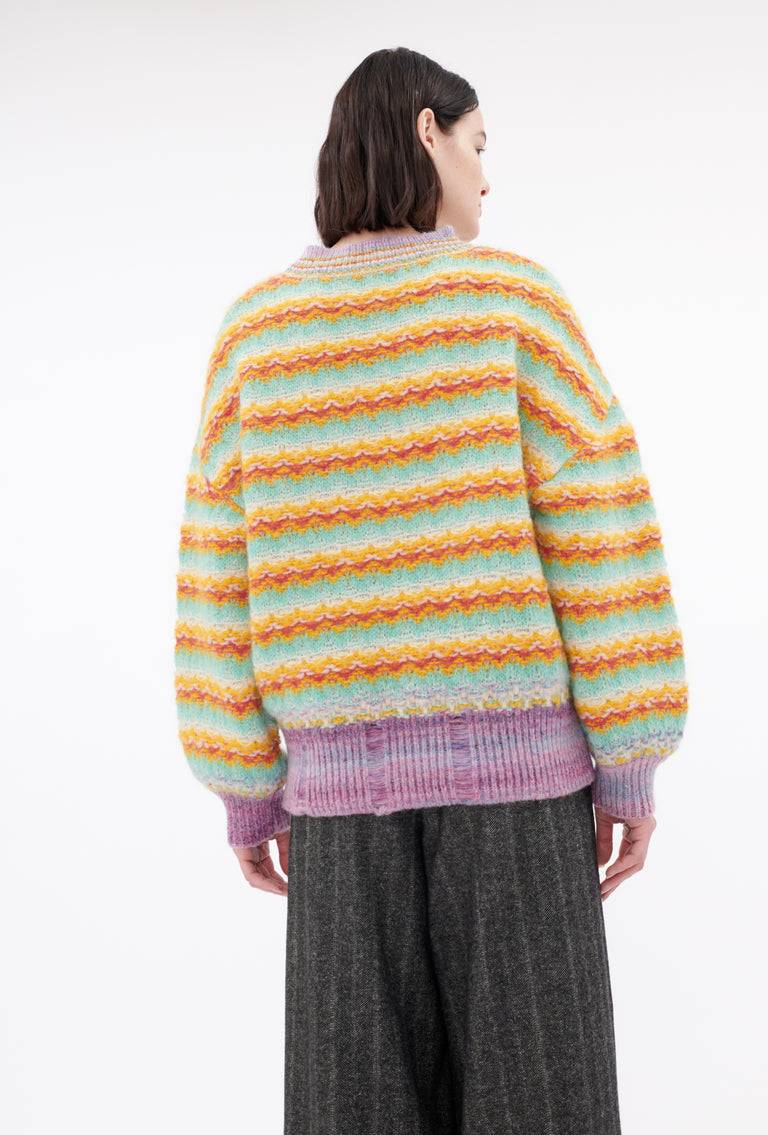 Odeeh Blurry Stripes Alpaca Wool Pullover, Jade Günstig kaufen