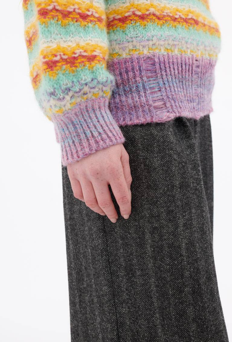 Odeeh Blurry Stripes Alpaca Wool Pullover, Jade Günstig kaufen